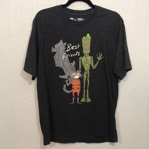 Marvel “Best Friends” Groot & Rocket Gray Screen Print Unisex T-Shirt size M